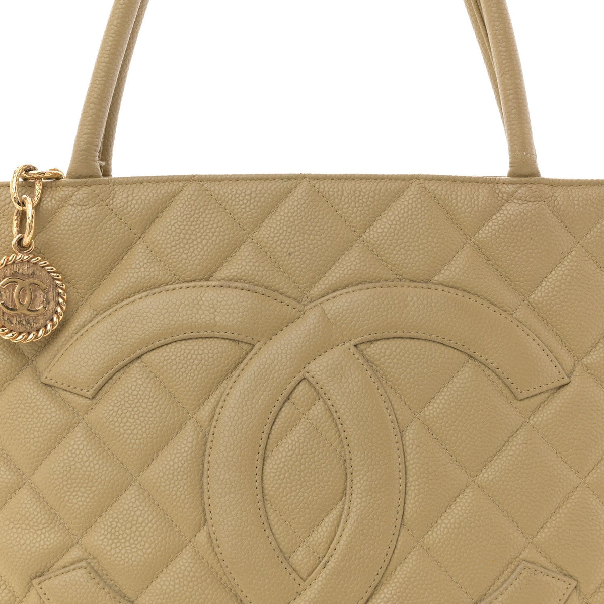 Caviar Quilted Medallion Tote Beige