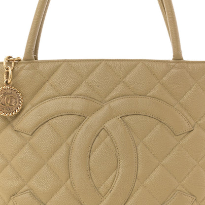 Caviar Quilted Medallion Tote Beige
