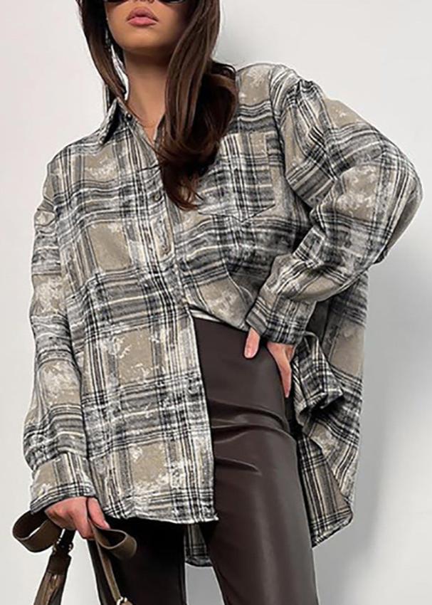 Brushed Plaid Oversized Shirt In Soft Fabric