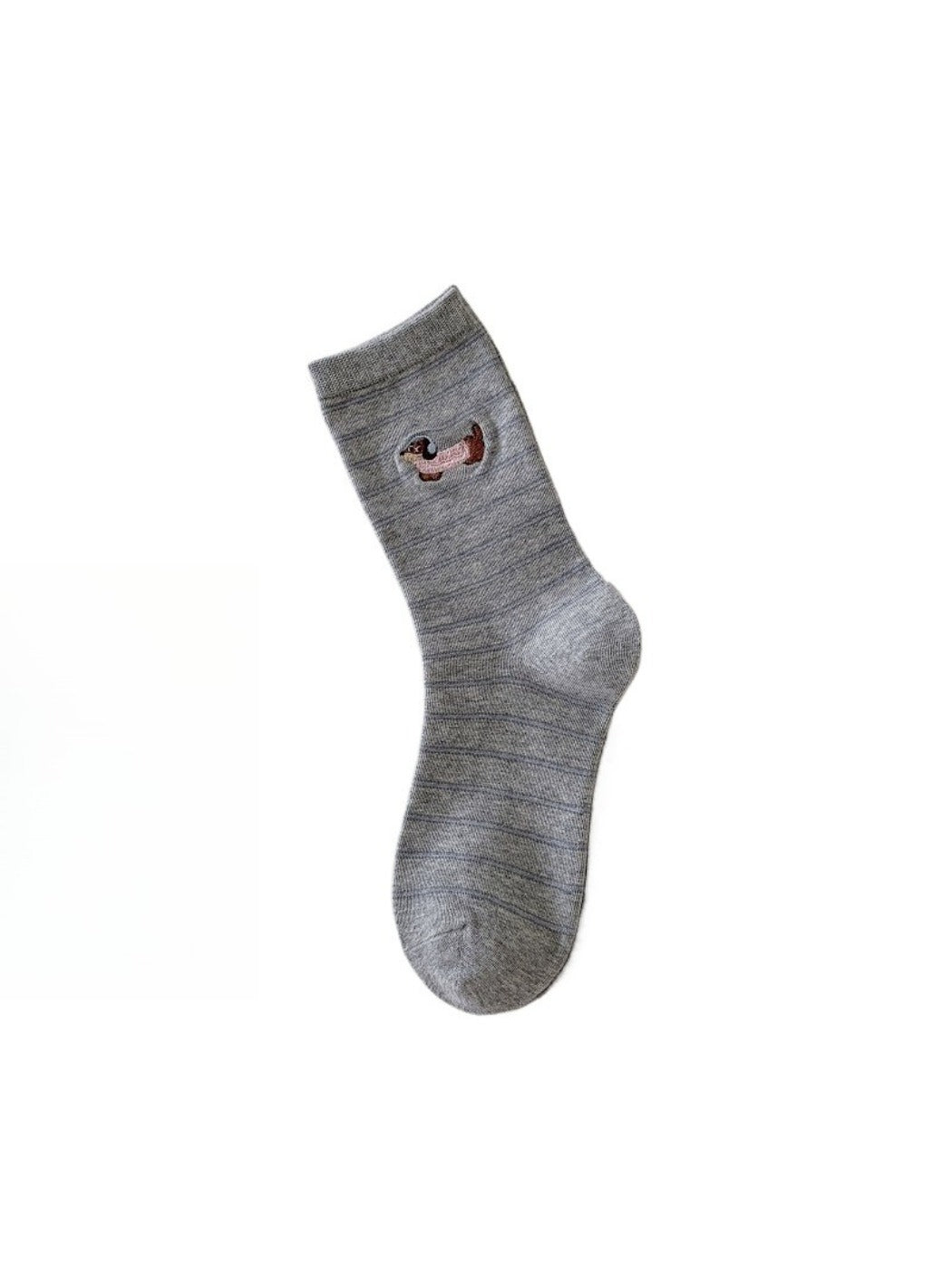 Rufia - Cute Dog Embroidered Mid-calf Socks