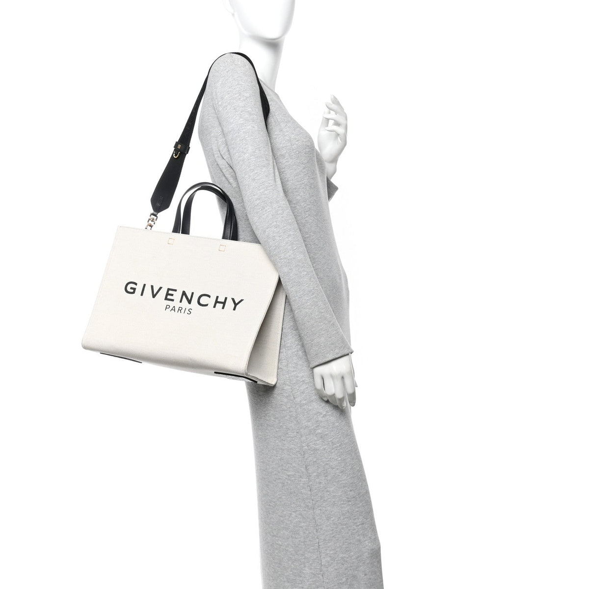 Canvas Medium G-Tote Beige Black