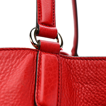 Pebbled Calfskin Large Soho Shoulder Bag Red
