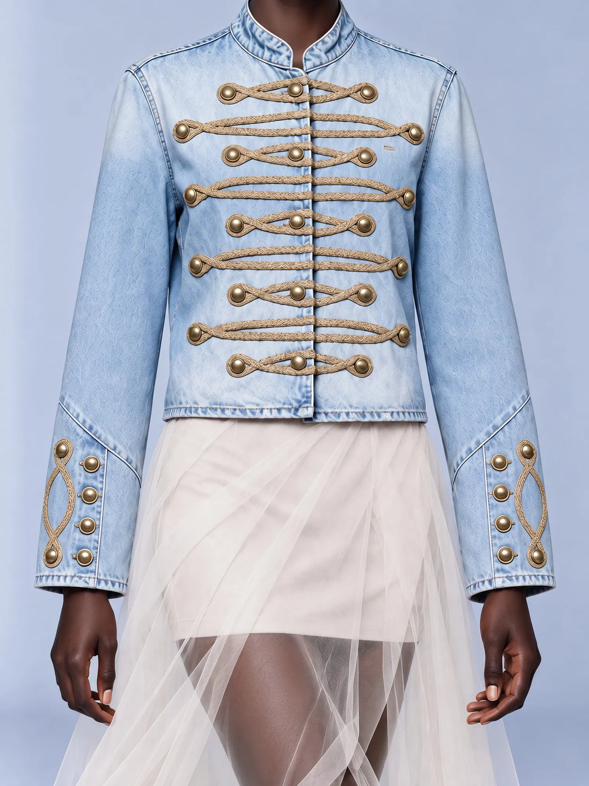 Selena Denim Jacket with Braided Rope Buttons