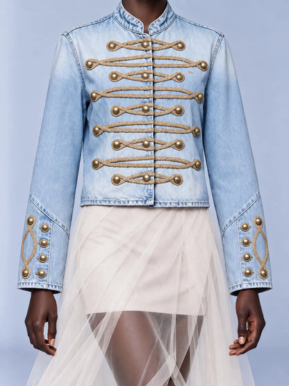 Selena Denim Jacket with Braided Rope Buttons