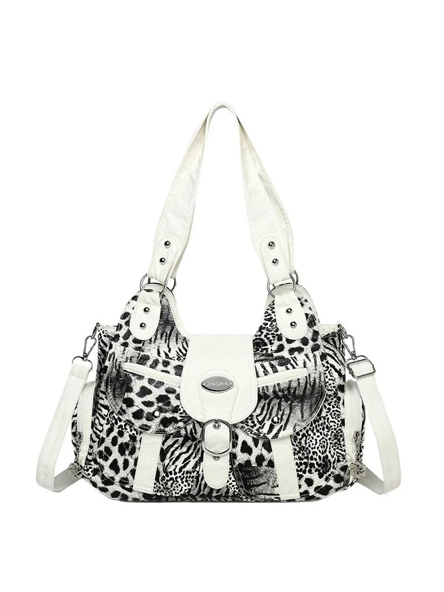 Layla Leopard-Print Studded Handbag