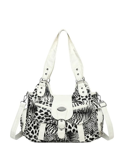 Layla Leopard-Print Studded Handbag