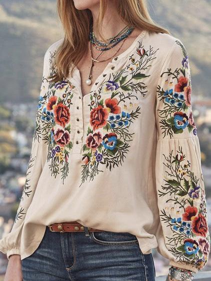 New Women'S Shirts Long-Sleeved Printed Large Size Loose