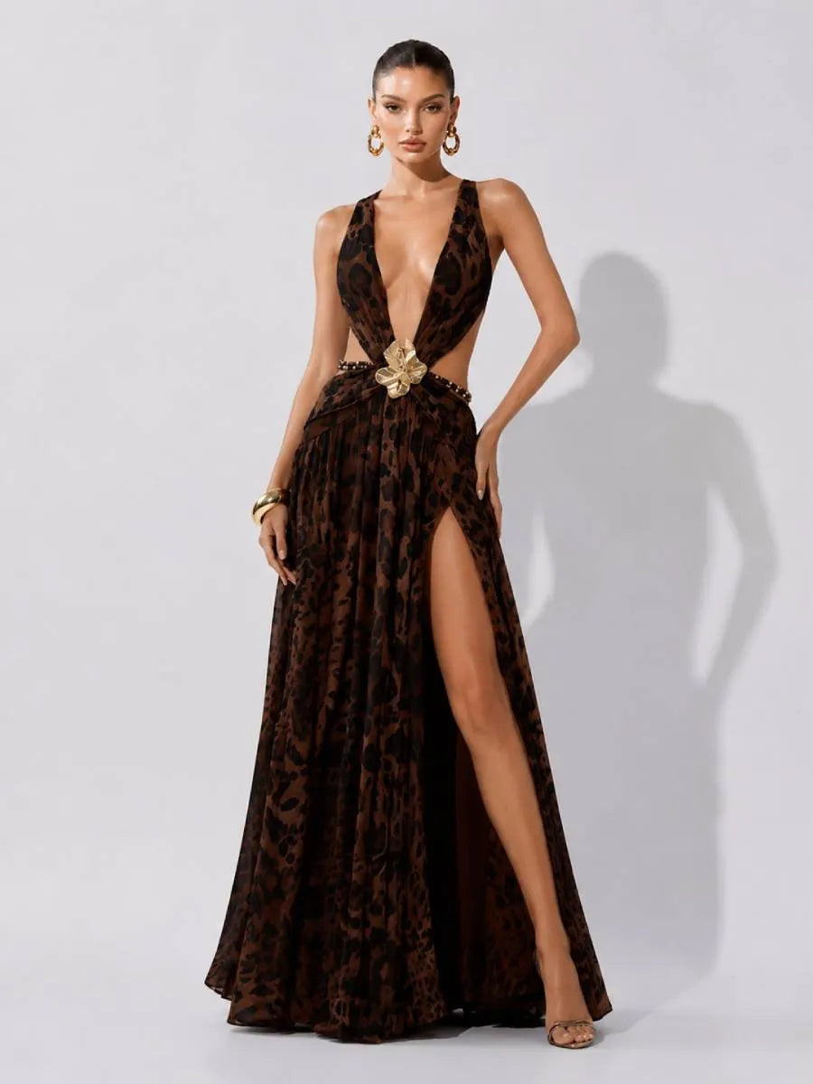 Penelope Leopard Print Maxi Dress