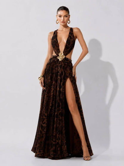 Penelope Leopard Print Maxi Dress