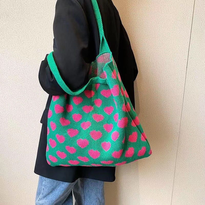 Crochet Tote Bag Love Bag Large Capacity Tote Bag
