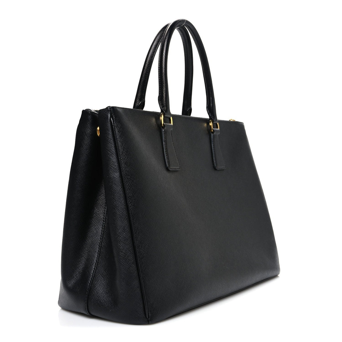 Saffiano Large Galleria Double Zip Tote Black