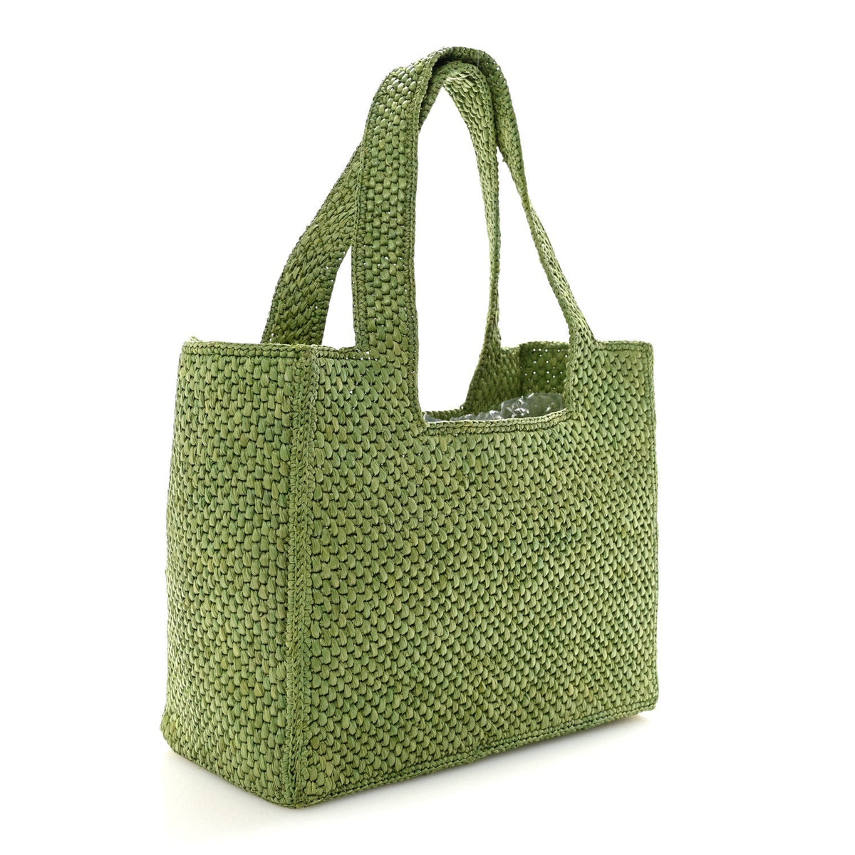 X PAULA'S IBIZA Raffia Font Tote Green