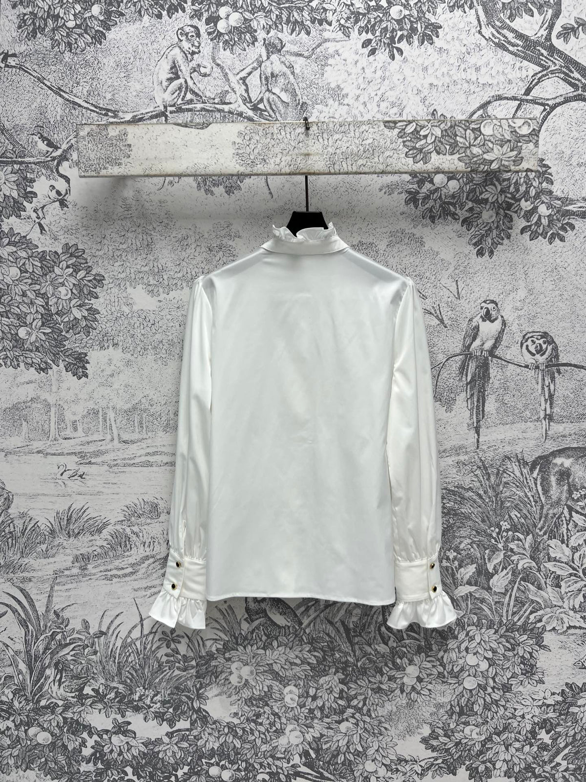 CC 25 Lace Pleated Shirt White Cotton