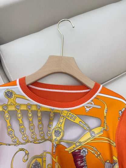 Hm Long Sleeve Knit Sweater Orange Silk