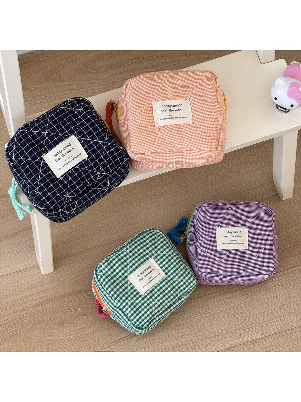 Cosbai - Plaid Color Block Portable Coin Pouch
