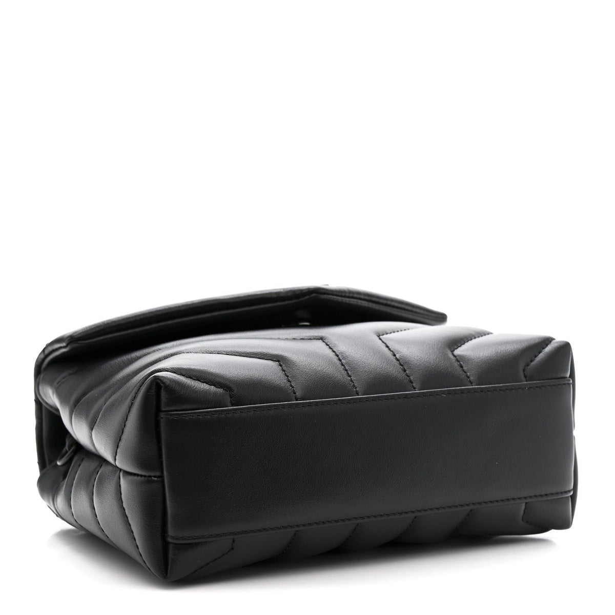 Calfskin Y Quilted Monogram Monochrome Toy Loulou Crossbody Bag Black