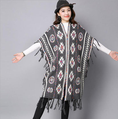 Winter Bohemian V Neck Knitted Long Cardigans Sweaters