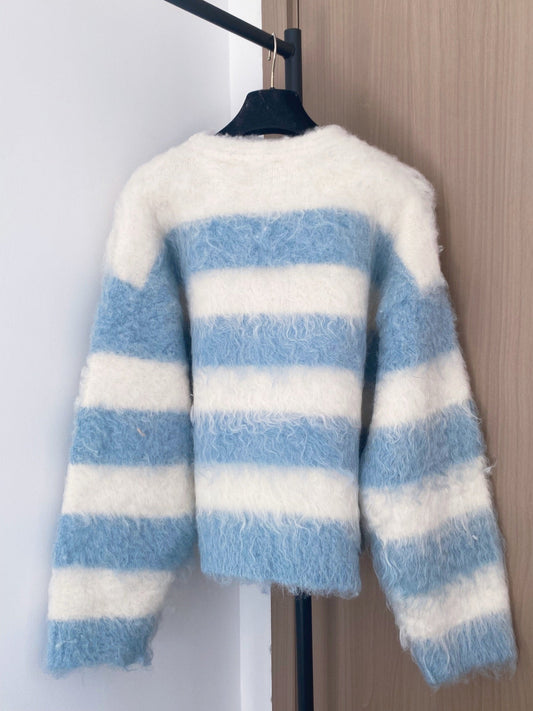 Chanel 2025 Cardigan Blue mix White Wool 99270
