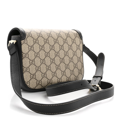 GG Supreme Monogram Horsebit 1955 Soft Small Shoulder Bag Beige Black