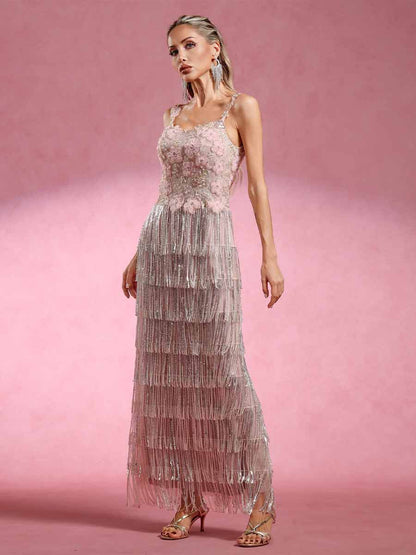 Coraline Diamond Fringe Maxi Dress