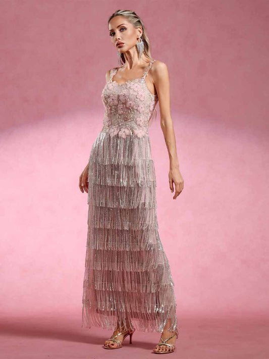 Coraline Diamond Fringe Maxi Dress