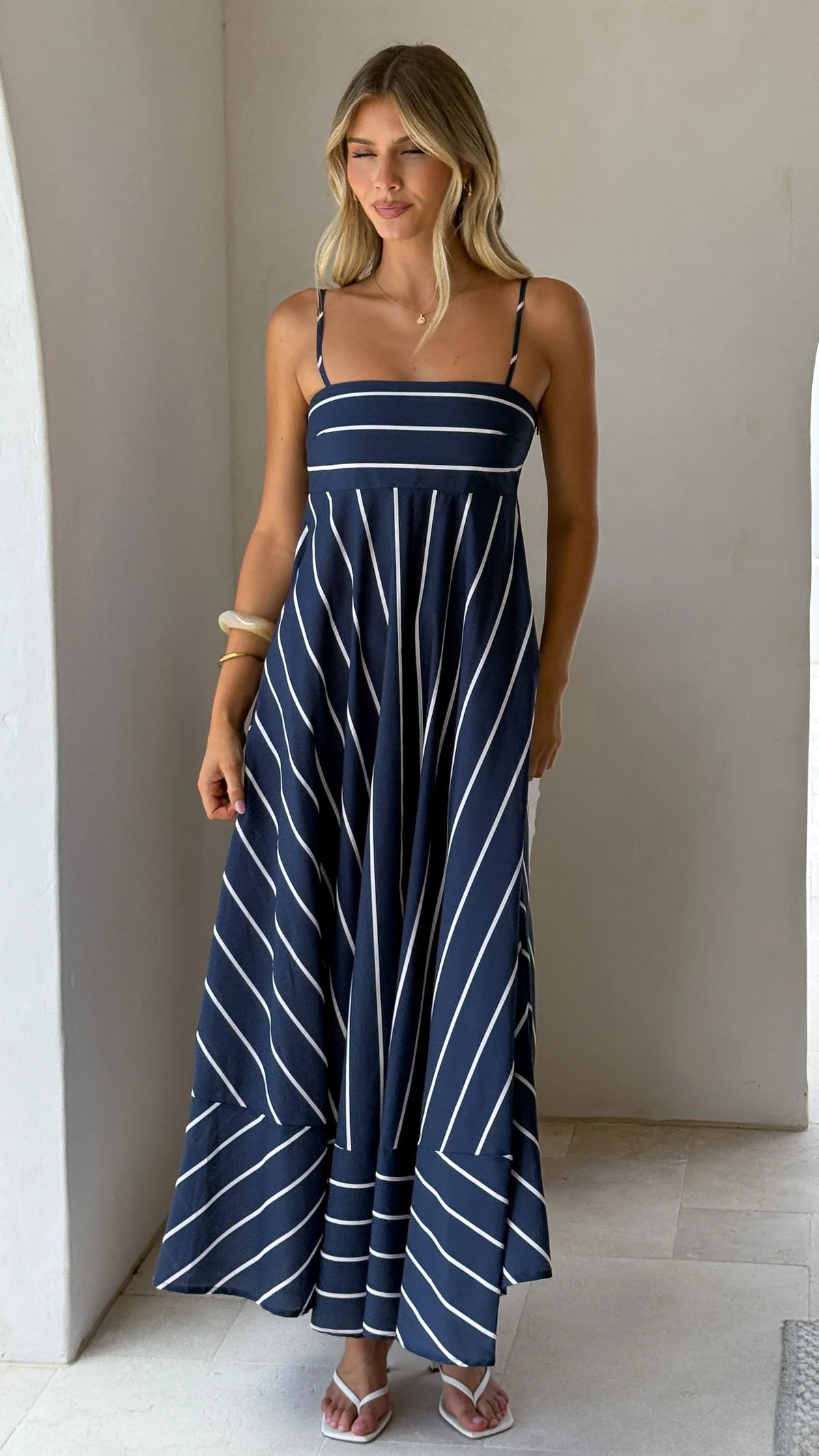 Kaethe Maxi Dress - Navy/White Stripe