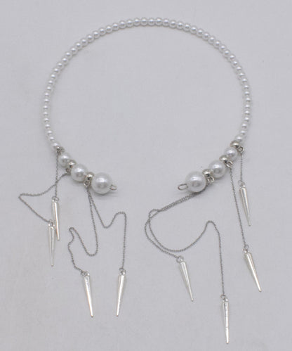 Beautiful White Copper Pearl Beading Tassel Pendant Necklace