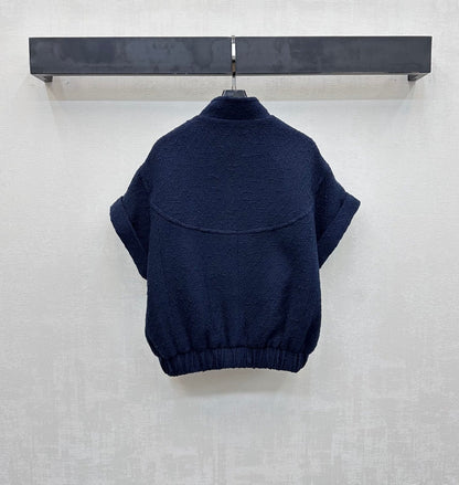 CC Jacket Short-sleeved Navy Blue Cotton 350255