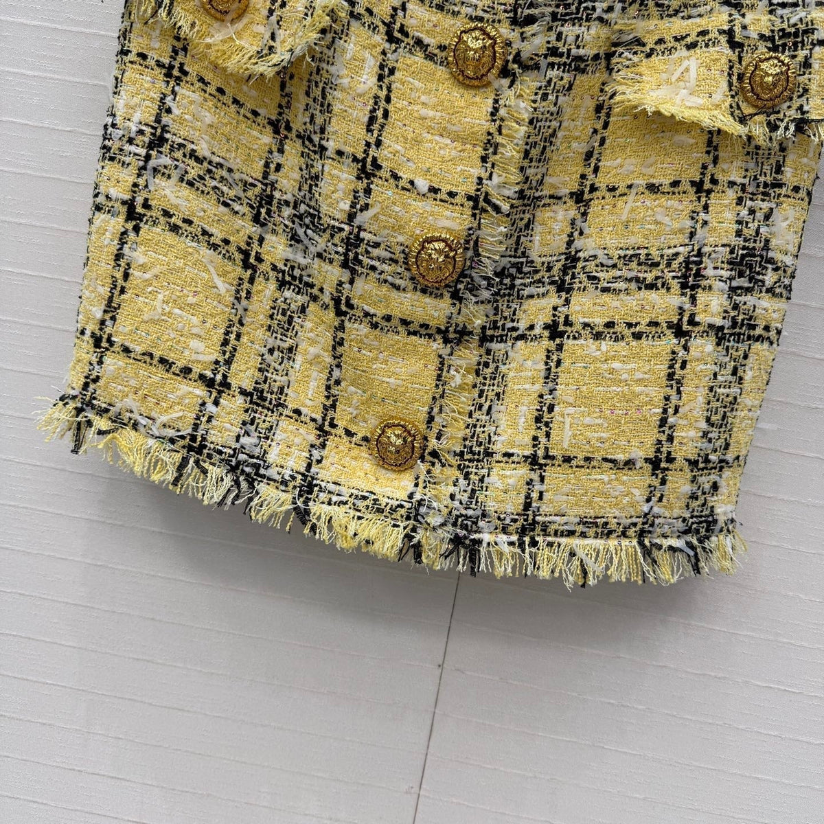 Balmain 26s Skirt Yellow Black Tweed 346066