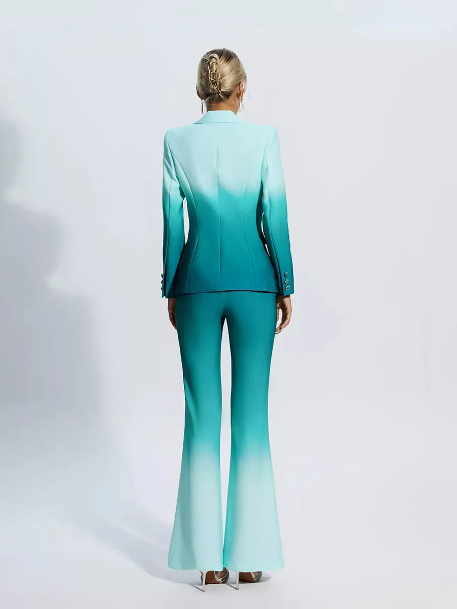 Gracelyn Gradient Color Suit Two Piece Set