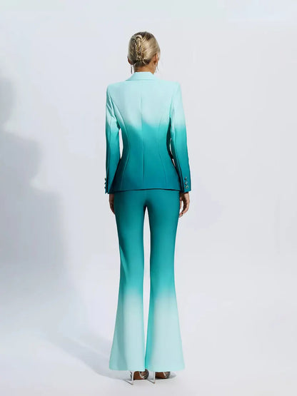 Gracelyn Gradient Color Suit Two Piece Set