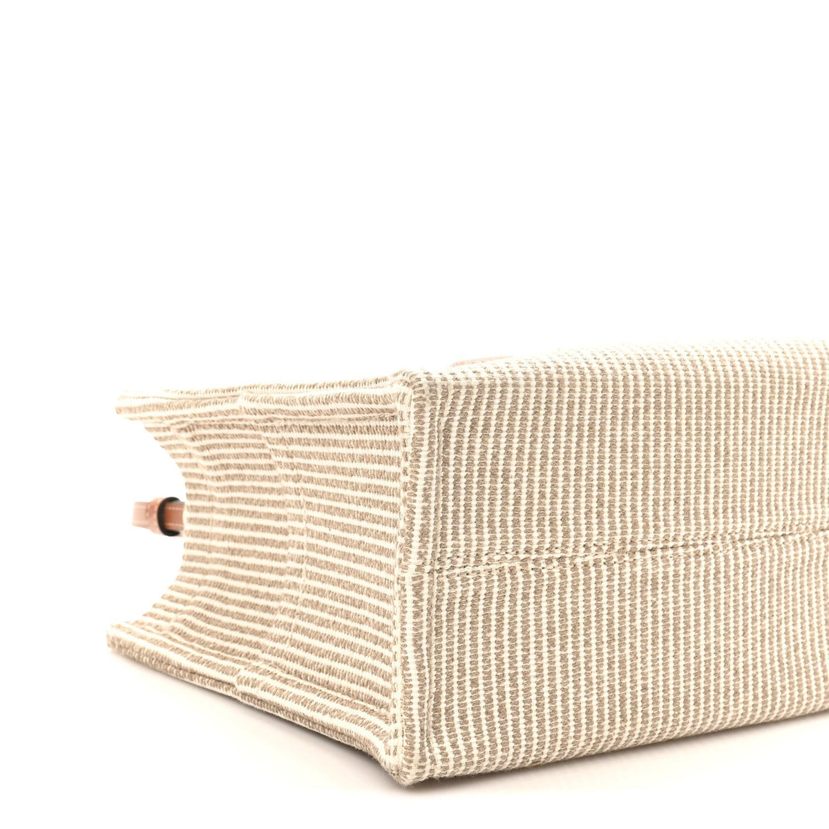 Canvas Calfskin Striped Triomphe Small Cabas Beige