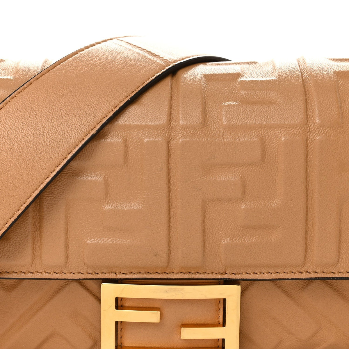Nappa FF 1974 Embossed Baguette Miele Scuro