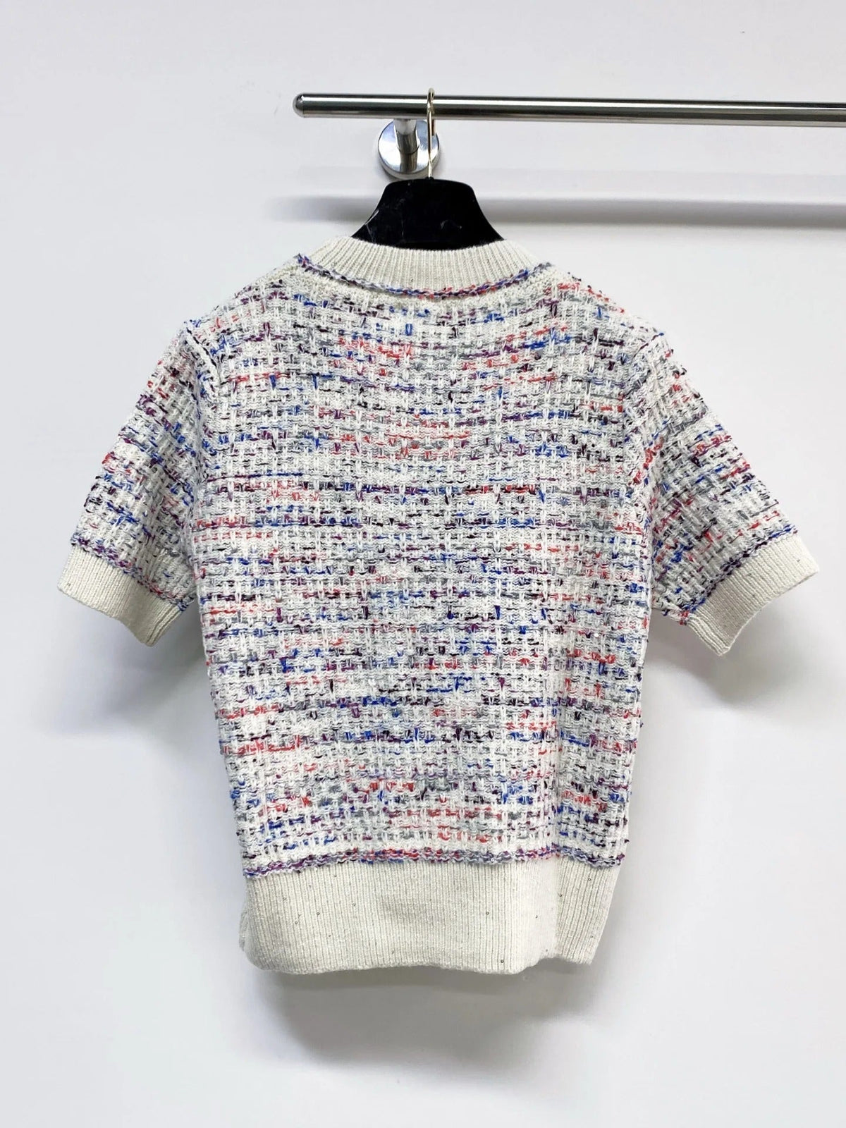 Chanel 2026 Short-Sleeve Shirt Blue and White Wool