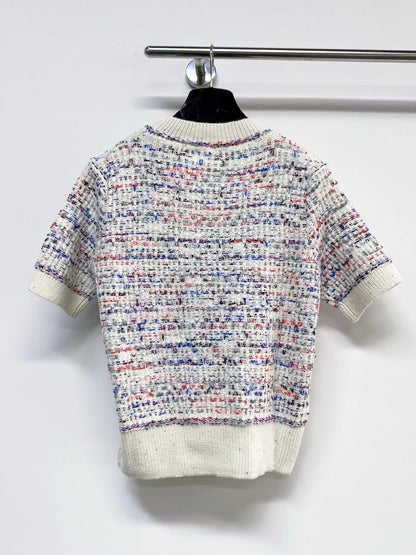 Chanel 2026 Short-Sleeve Shirt Blue and White Wool
