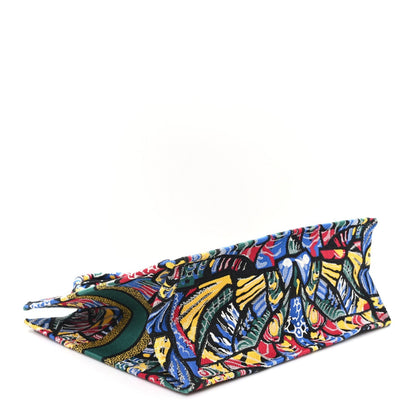 Canvas Embroidered Butterfly Book Tote Black Multicolor
