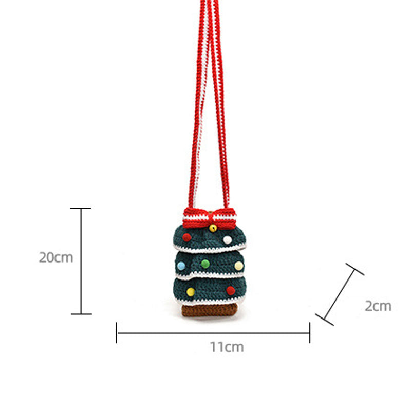 Cute Handmade Crochet Christmas Tree Crossbody Bag