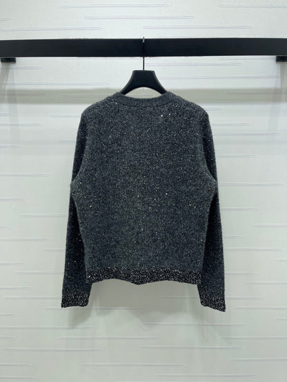 CC 26s Sequined V-Neck Cardigan Sweater Grey 344109
