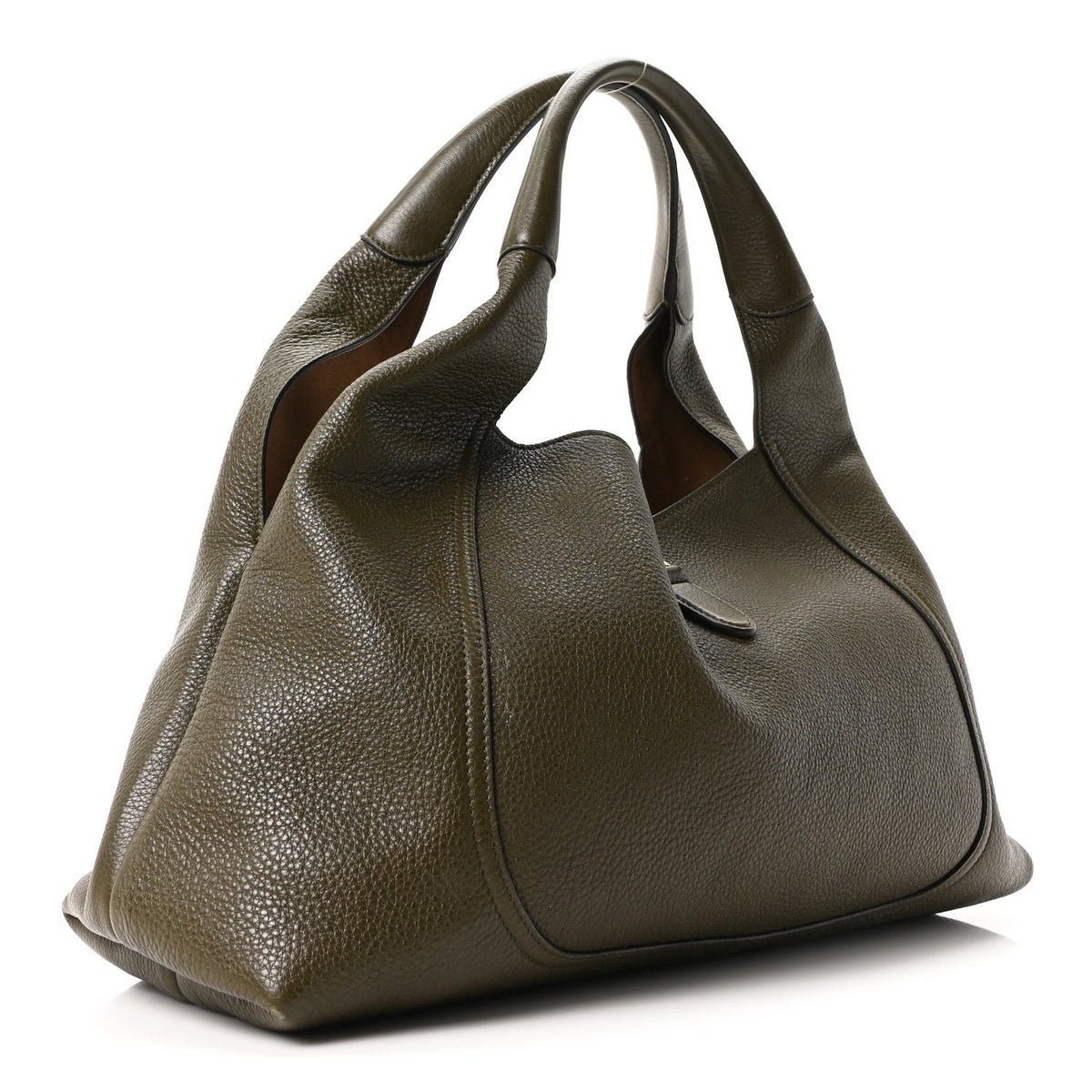 Grained Calfskin Softbit Maxi Shoulder Bag Forest Green