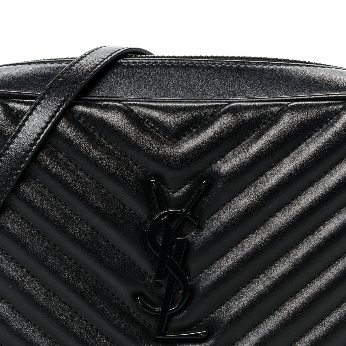 Calfskin Matelasse Monogram Monochrome Lou Camera Bag Black