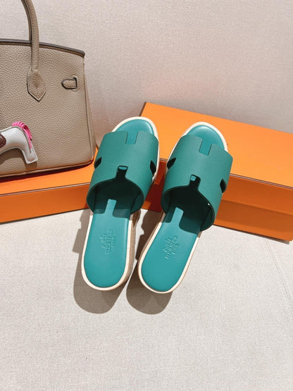 HM 25S HIGH WEDGE SANDALS IN PASTEL SEA GREEN LAMBSKIN STYLE 30
