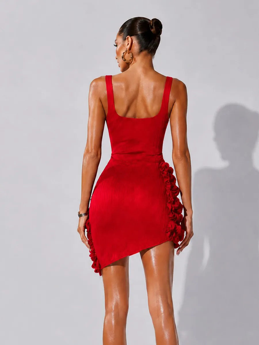 Valentina 3D Floral Rhinestone Bodycon Mini Dress