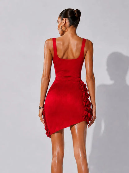Valentina 3D Floral Rhinestone Bodycon Mini Dress