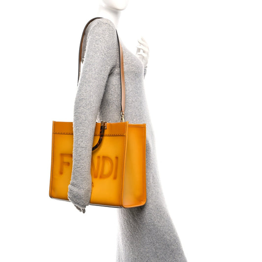 Vitello King Tamponato Plexiglass Medium Fendi Sunshine Shopper Tote Mimosa