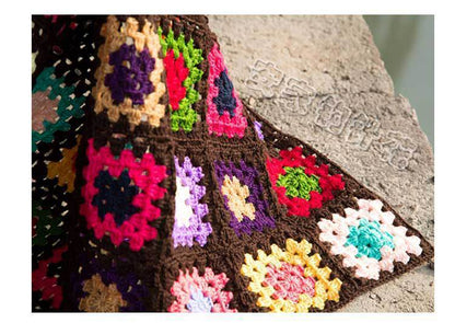 Grandmother'S Block Checkered Handmade Crochet Blanket