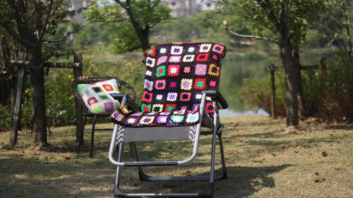 Grandmother'S Block Checkered Handmade Crochet Blanket