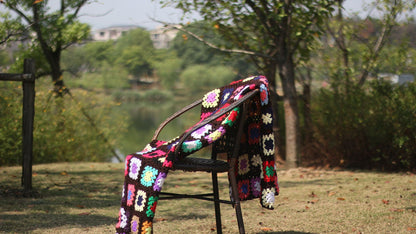 Grandmother'S Block Checkered Handmade Crochet Blanket