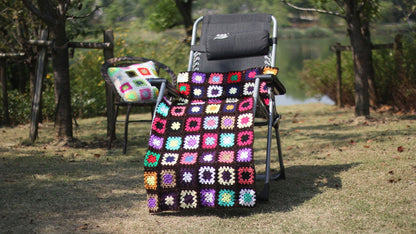 Grandmother'S Block Checkered Handmade Crochet Blanket