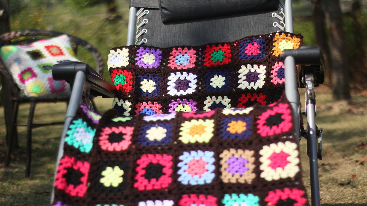 Grandmother'S Block Checkered Handmade Crochet Blanket