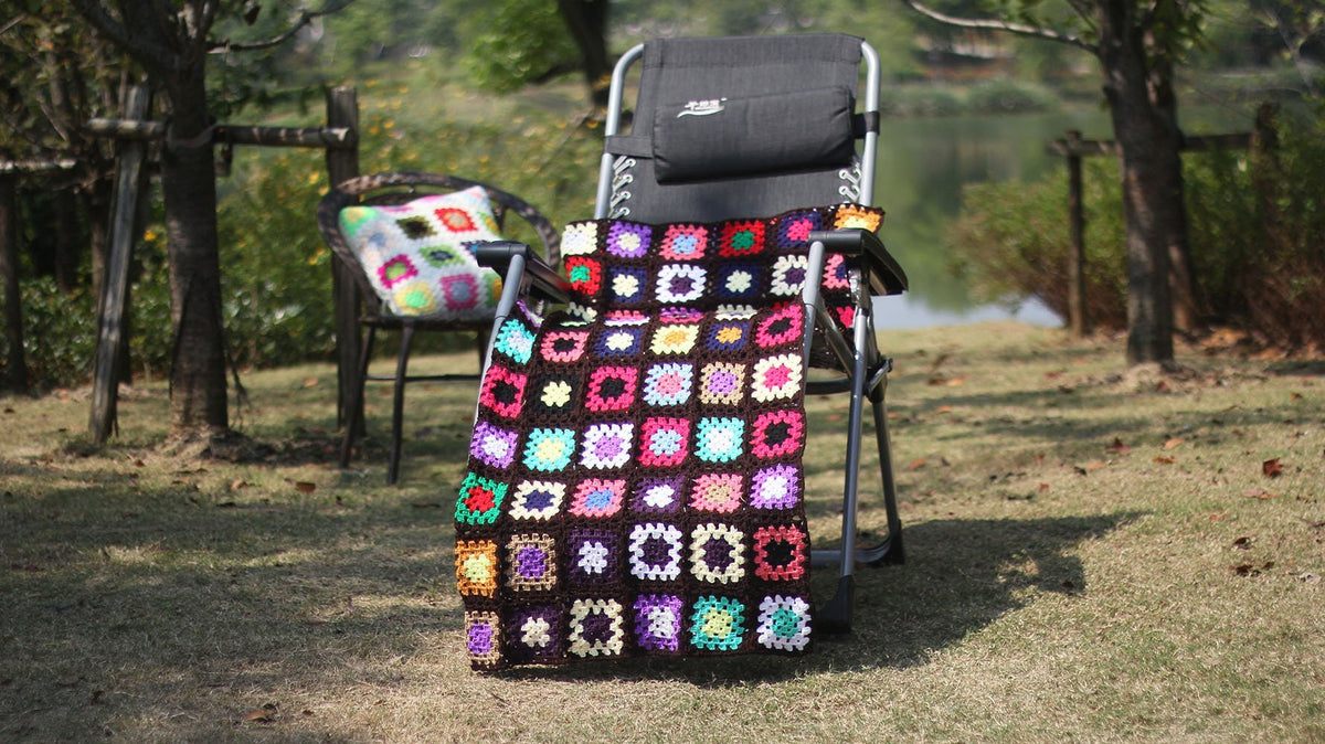 Grandmother'S Block Checkered Handmade Crochet Blanket